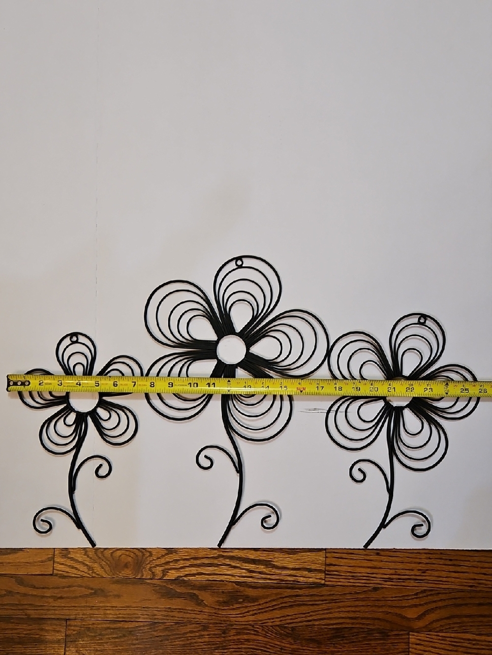 3 Piece Black Floral Metal Wall Decor - Decorative Flower Wall Art - Picture 8 of 8